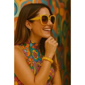 Kate Spade Yellow Acrylic Spade Bangle Bracelet